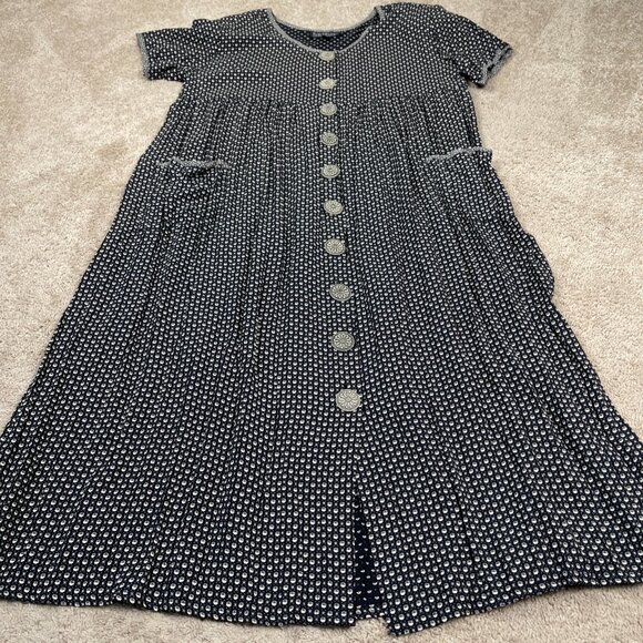 Karen Kane Dress Womens 10 Black White Artsy Bohemian Lagenlook Flowy Maxi Vtg - Picture 2 of 11